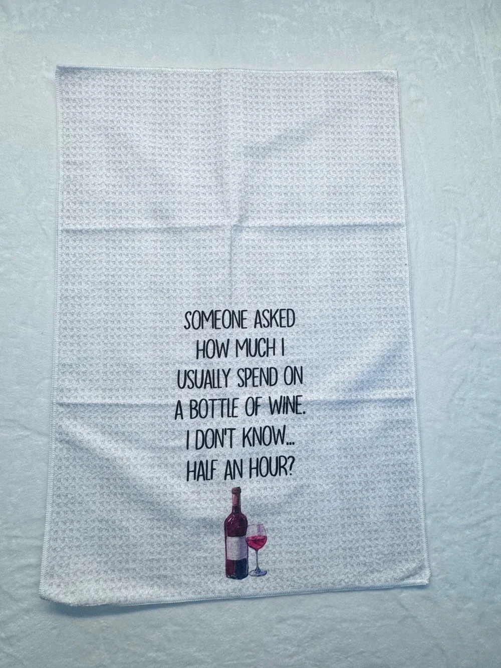Wine Bottle & Time Printed Kitchen Towel